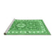 Sideview of Machine Washable Geometric Emerald Green Traditional Area Rugs, wshtr416emgrn