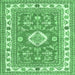 Square Geometric Emerald Green Traditional Rug, tr416emgrn