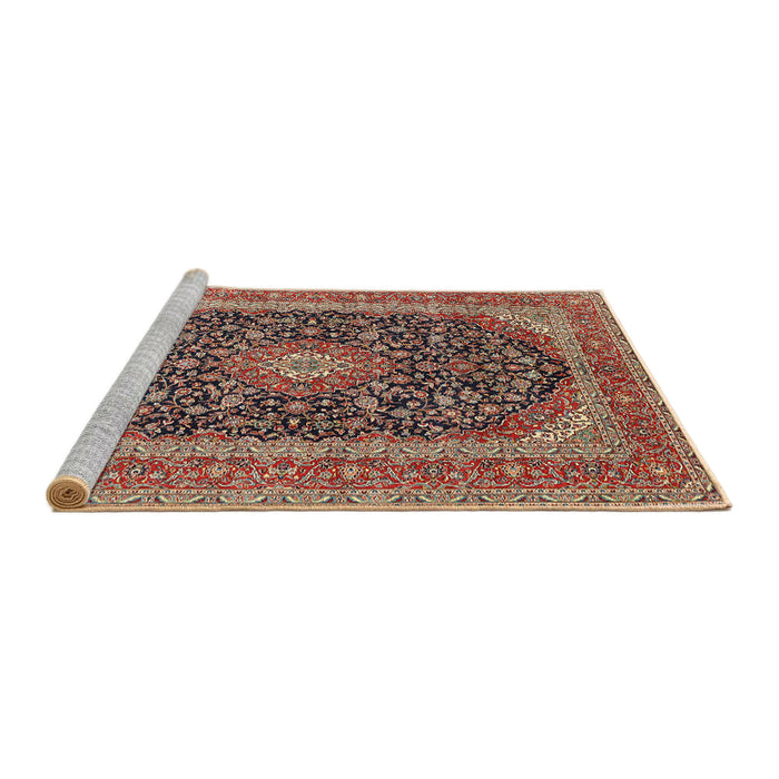 Sideview of Machine Washable Traditional Saffron Red Rug, wshtr417