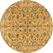 Round Persian Brown Traditional Rug, tr4170brn