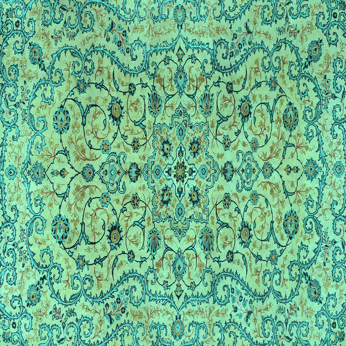 Square Machine Washable Persian Turquoise Traditional Area Rugs, wshtr4170turq