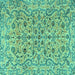 Square Machine Washable Persian Turquoise Traditional Area Rugs, wshtr4170turq