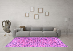 Machine Washable Persian Purple Traditional Area Rugs in a Living Room, wshtr4170pur