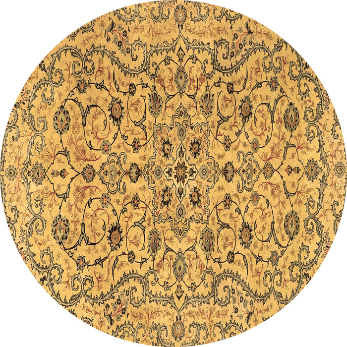 Round Machine Washable Persian Brown Traditional Rug, wshtr4170brn