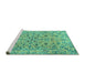 Sideview of Machine Washable Persian Turquoise Traditional Area Rugs, wshtr4170turq