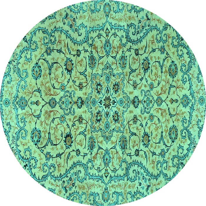 Round Persian Turquoise Traditional Rug, tr4170turq