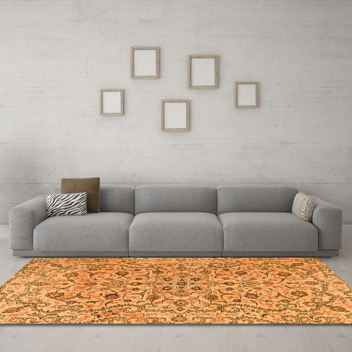 Machine Washable Persian Orange Traditional Area Rugs in a Living Room, wshtr4170org