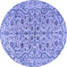 Round Machine Washable Persian Blue Traditional Rug, wshtr4170blu