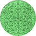 Round Persian Emerald Green Traditional Rug, tr4170emgrn