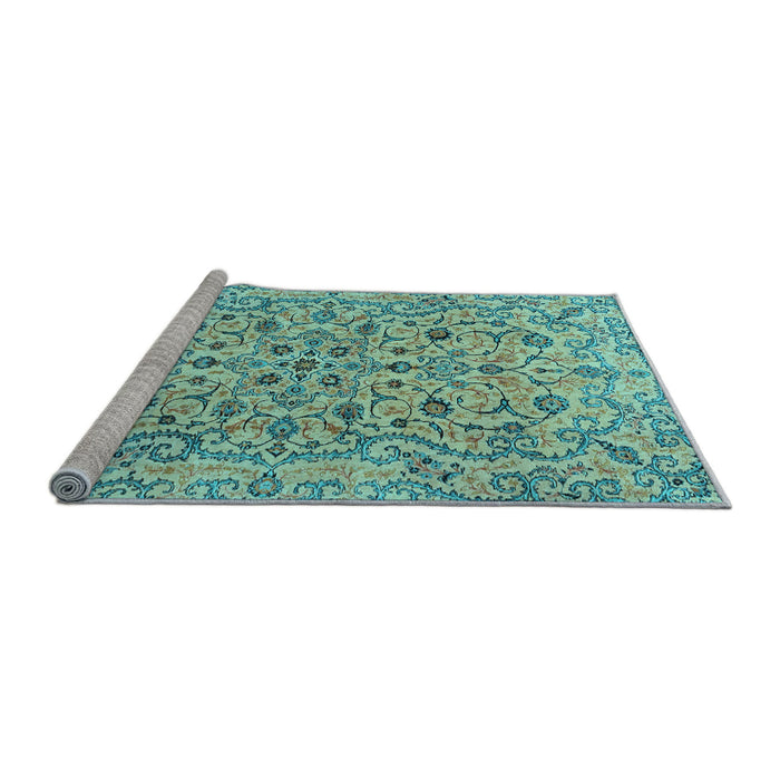 Sideview of Machine Washable Persian Light Blue Traditional Rug, wshtr4170lblu