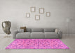 Machine Washable Persian Pink Traditional Rug in a Living Room, wshtr4170pnk