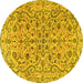 Round Machine Washable Persian Yellow Traditional Rug, wshtr4170yw