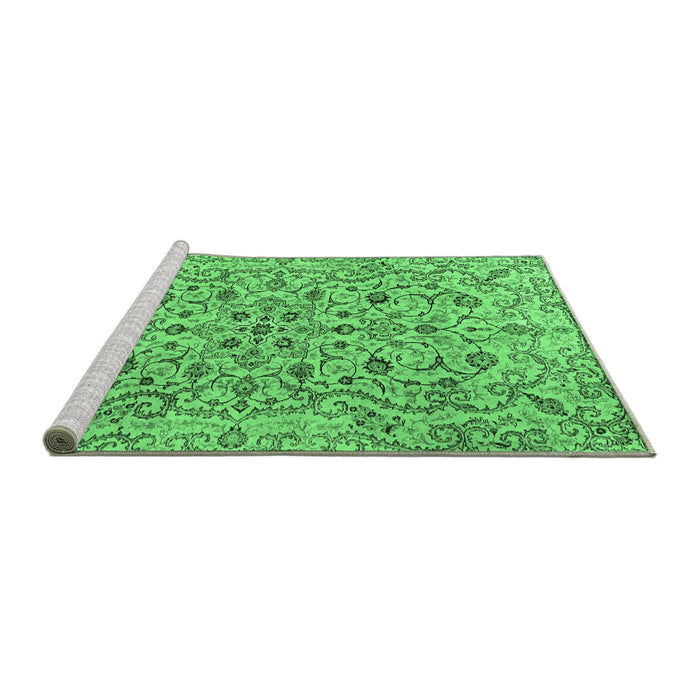 Sideview of Machine Washable Persian Emerald Green Traditional Area Rugs, wshtr4170emgrn
