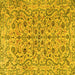 Square Machine Washable Persian Yellow Traditional Rug, wshtr4170yw