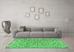 Machine Washable Persian Emerald Green Traditional Area Rugs in a Living Room,, wshtr4170emgrn