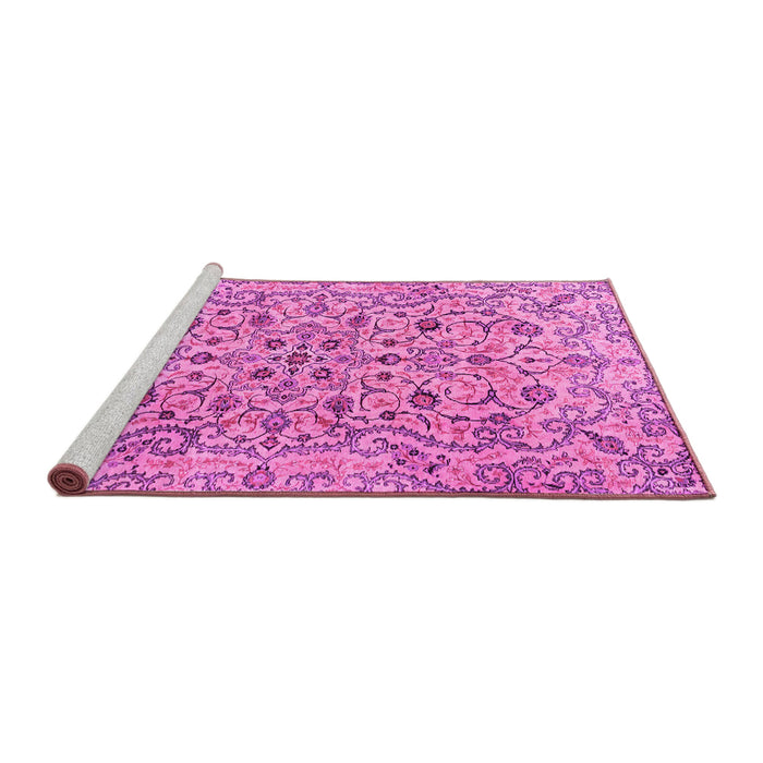 Sideview of Machine Washable Persian Pink Traditional Rug, wshtr4170pnk