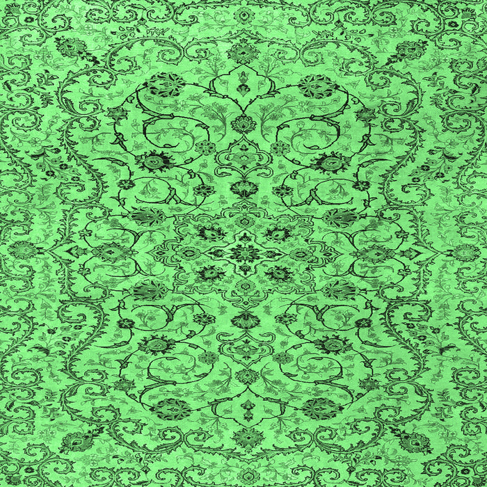 Square Machine Washable Persian Emerald Green Traditional Area Rugs, wshtr4170emgrn