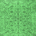 Square Machine Washable Persian Emerald Green Traditional Area Rugs, wshtr4170emgrn