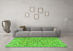 Machine Washable Persian Green Traditional Area Rugs in a Living Room,, wshtr4170grn