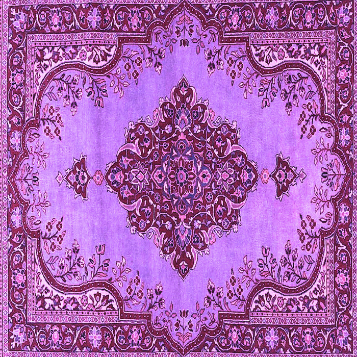 Square Machine Washable Medallion Purple Traditional Area Rugs, wshtr4171pur