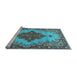 Sideview of Machine Washable Medallion Light Blue Traditional Rug, wshtr4171lblu