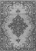 Serging Thickness of Machine Washable Medallion Gray Traditional Rug, wshtr4171gry