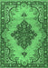 Machine Washable Medallion Emerald Green Traditional Area Rugs, wshtr4171emgrn