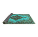 Sideview of Medallion Turquoise Traditional Rug, tr4171turq