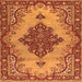 Round Machine Washable Medallion Orange Traditional Area Rugs, wshtr4171org