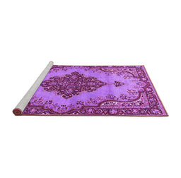 Sideview of Machine Washable Medallion Purple Traditional Area Rugs, wshtr4171pur