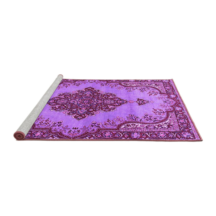 Sideview of Machine Washable Medallion Purple Traditional Area Rugs, wshtr4171pur