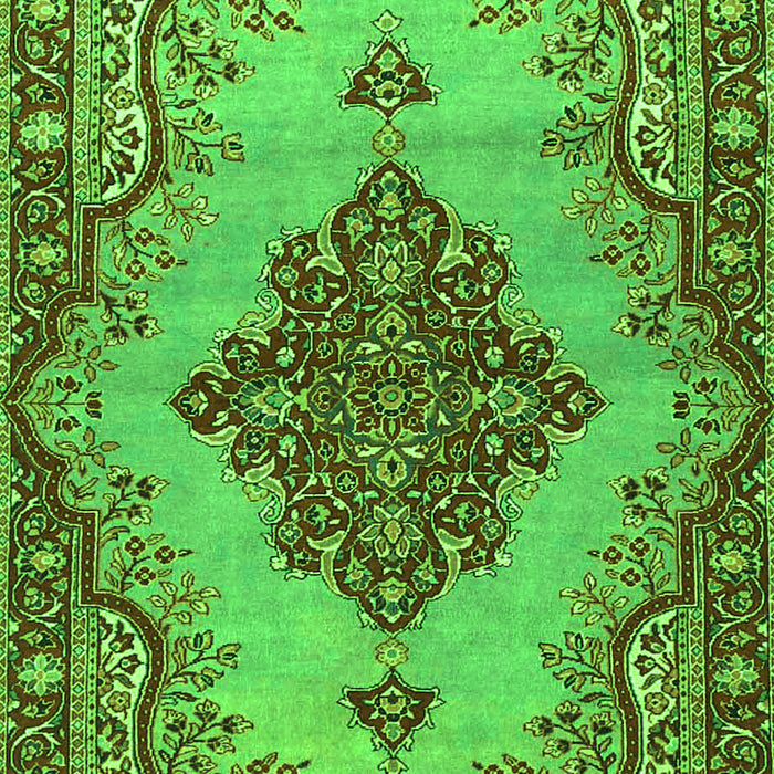 Serging Thickness of Machine Washable Medallion Green Traditional Area Rugs, wshtr4171grn