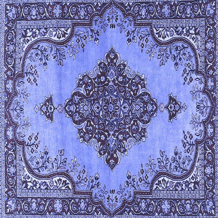 Square Machine Washable Medallion Blue Traditional Rug, wshtr4171blu