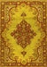 Machine Washable Medallion Yellow Traditional Rug, wshtr4171yw