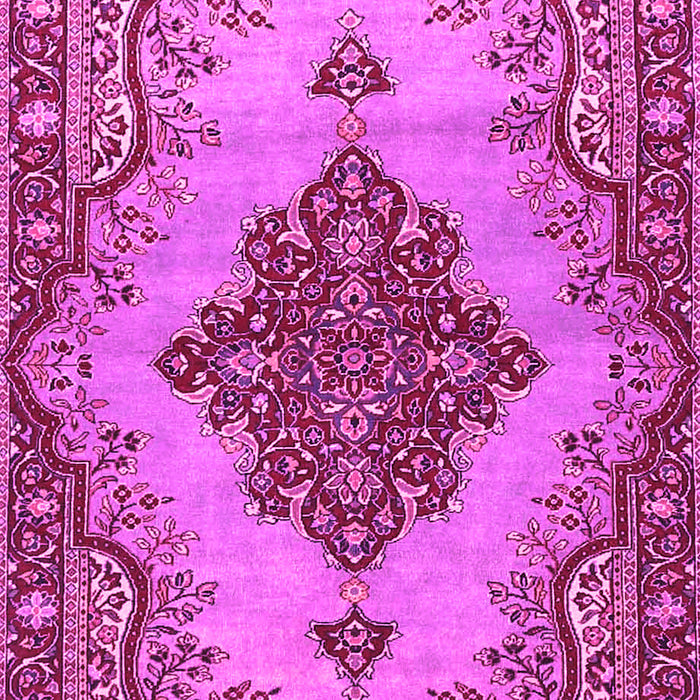 Machine Washable Medallion Pink Traditional Rug, wshtr4171pnk