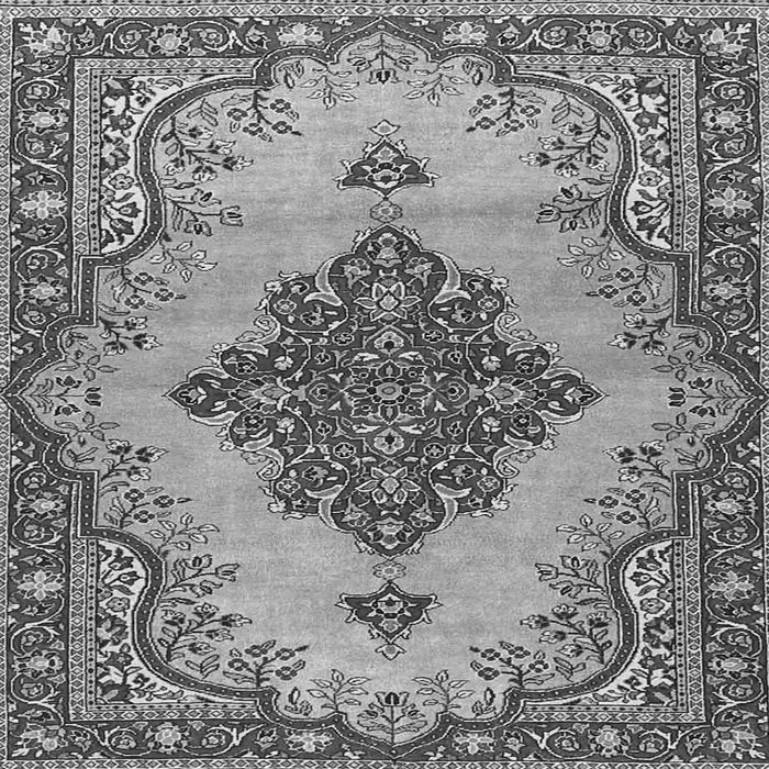 Round Machine Washable Medallion Gray Traditional Rug, wshtr4171gry