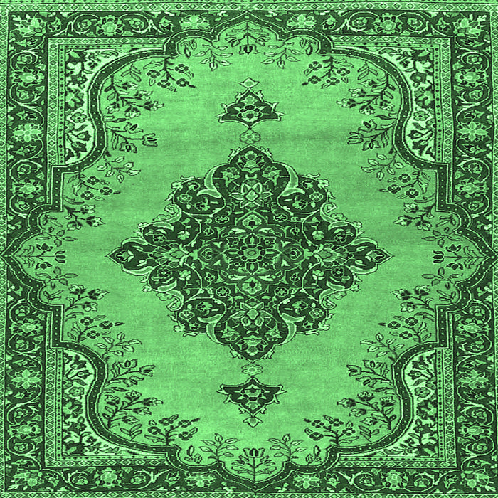Square Machine Washable Medallion Emerald Green Traditional Area Rugs, wshtr4171emgrn