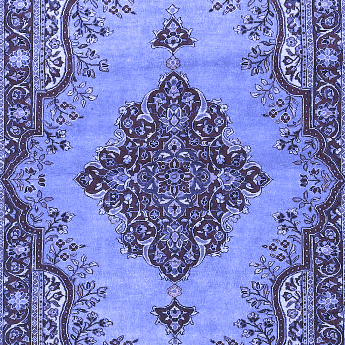 Machine Washable Medallion Blue Traditional Rug, wshtr4171blu