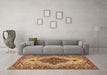 Machine Washable Medallion Brown Traditional Rug in a Living Room,, wshtr4171brn