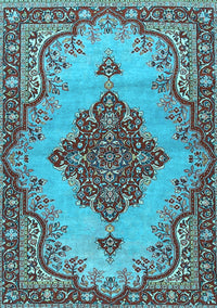 Medallion Light Blue Traditional Rug, tr4171lblu