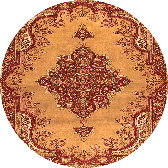 Machine Washable Medallion Orange Traditional Area Rugs, wshtr4171org