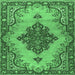 Square Medallion Emerald Green Traditional Rug, tr4171emgrn