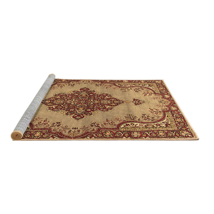 Sideview of Machine Washable Medallion Brown Traditional Rug, wshtr4171brn