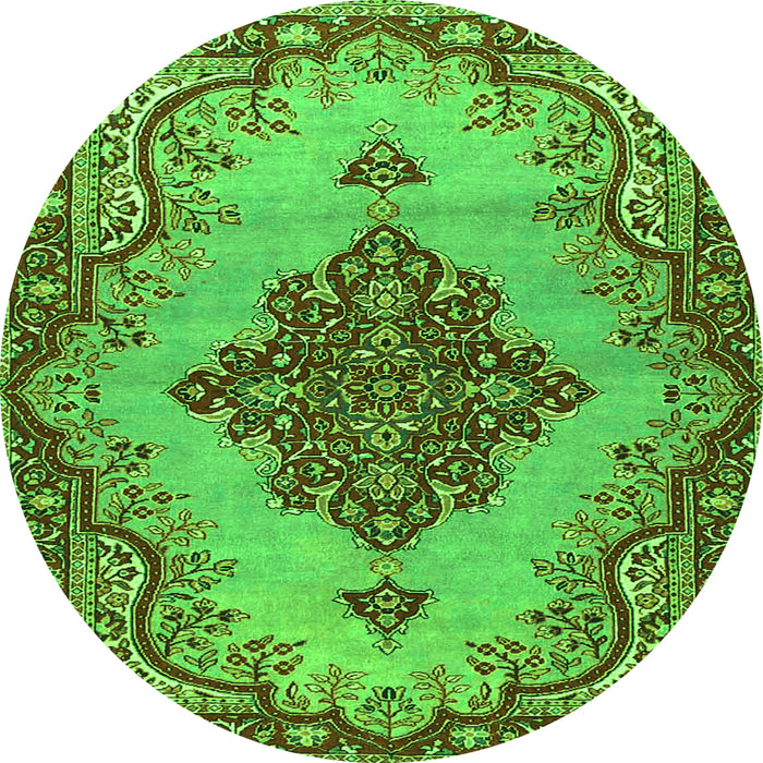 Machine Washable Medallion Green Traditional Area Rugs, wshtr4171grn