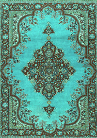 Medallion Turquoise Traditional Rug, tr4171turq