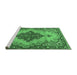 Sideview of Machine Washable Medallion Emerald Green Traditional Area Rugs, wshtr4171emgrn