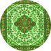 Machine Washable Medallion Green Traditional Area Rugs, wshtr4172grn