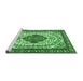 Sideview of Machine Washable Medallion Emerald Green Traditional Area Rugs, wshtr4172emgrn