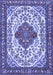 Machine Washable Medallion Blue Traditional Rug, wshtr4172blu