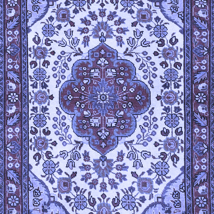 Machine Washable Medallion Blue Traditional Rug, wshtr4172blu